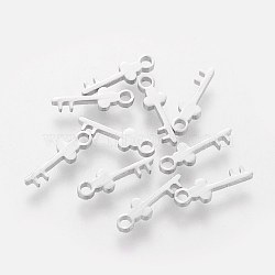 Tarnish Resistant 201 Stainless Steel Charms, Key, Stainless Steel Color, 10.5x3x1mm, Hole: 1mm(STAS-Q201-T215)