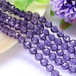 K9 Glass, Faceted Round Imitation Austrian Crystal Bead Strands, Grade AAA, Medium Purple, 8mm, Hole: 0.9~1mm, about 50pcs/strand, 15.7 inch(G-M182-8mm-26A)