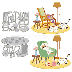 Furniture Theme Carbon Steel Cutting Dies Stencils, for DIY Scrapbooking, Photo Album, Decorative Embossing Paper Card, Stainless Steel Color, Cat Shape, 100~101x131x0.8mm, 2pcs/set(DIY-WH0309-1442)