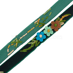 Velvet Handmade Flower Embroidered Lace Ribbons, for DIY Craft, Sewing Decoration, Medium Sea Green, 5/8 inch(16mm)(SRIB-WH0011-077B)