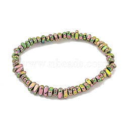 Oval Rainbow Plated Synthetic Non-magnetic Hematite Beaded Stretch Bracelets for Women Men, Inner Diameter: 2-1/2 inch(6.2cm)(BJEW-K242-01)