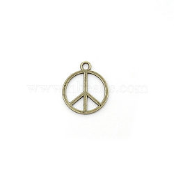 Tibetan Style Zinc Alloy Pendants, Cadmium Free & Lead Free, Peace Sign, Antique Bronze, 25x21x1mm, Hole: 2.5mm(FIND-WH0090-75AB)