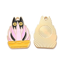 Alloy Enamel Pandants, Lead Free & Cadmium Free, for Halloween, Cat Charm, Light Gold, 28x19.5x1.5mm, Hole: 1.8mm(ENAM-K067-59KCG)