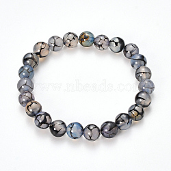 Natural Dragon Veins Agate Beaded Stretch Bracelets, Dyed, Round, Steel Blue, 2-1/8 inch(55mm)
(X-BJEW-Q692-02C)