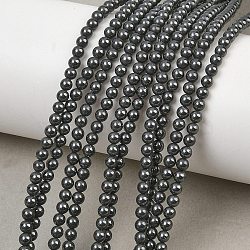 Natural Black Stone Beads Strands, Smooth Round, 3mm, Hole: 0.5mm, about 134pcs/strand, 15.94''(40.5cm)(GG-CBA0389-A07-3mm)