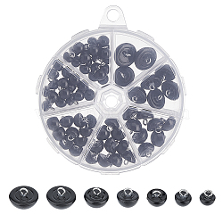 SUPERFINDINGS 72pcs 7 Style 1-Hole Plastic Imitation Pearls Shank Buttons, with Brass Findings, Half Round, Black, 8.5~11.8x8~17mm, Hole: 2.3~2.6mm(BUTT-FH0001-008)