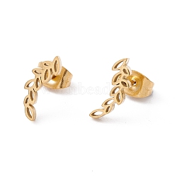304 Stainless Steel Olive Leaf Stud Earrings for Women, Golden, 11.5x4mm, Pin: 0.8mm(EJEW-E163-14G)