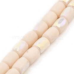 Frosted Imitation Jade Glass Beads Strands, AB Color Plated, Faceted, Column, Linen, 8x6mm, Hole: 1.4mm, about 80pcs/strand, 25.04''(63.6cm)(GLAA-P058-07B-12)