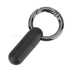 Alloy Small Portable Multi-use Box Keychain, Waterproof Twist-off Bottle, Column, for Cotton Swab, Toothpick, Black, 55mm(FS-WG57359-02)