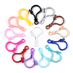 Opaque Solid Color Bulb Shaped Plastic Push Gate Snap Keychain Clasp Findings, Mixed Color, 48.5x25.5x6mm, Hole: 5.5mm(KY-R006-M01)