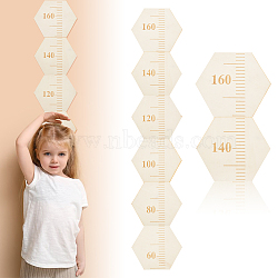 Hexagon Wood Measuring Growth Chart Rulers, with Stickers, Blanched Almond, 19x22x0.35cm(TOOL-WH0136-124A)