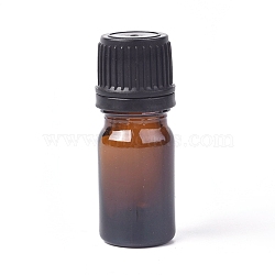 Glass Screw-Top Bottles, with Plastic Stopper, Essential Oil Empty Bottle, Refillable Bottle, Coconut Brown, 5.8cm, Capacity: 5ml(MRMJ-WH0056-90)