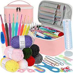 DIY Knitting Tool Kit, Including Winder Boards, 8 Colors Yarns, Needles, Stitch Markers, Ruler, Scissors, Pompoms, Measure Tape Crochet Hooks, Mixed Color, 125~140mm(SENE-PW0022-01)