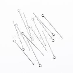 304 Stainless Steel Eye Pin, Stainless Steel Color, 36x0.5mm, Hole: 2mm, Pin: 0.5mm(STAS-H376-108)