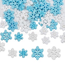 80Pcs 4 Styles Christmas Theme Opaque Resin Cabochons, Snowflake, Mixed Color, 18~28.5x16~25.5x3~5mm, 20pcs/style(CRES-SC0002-58)
