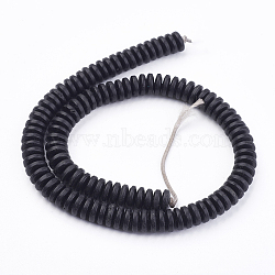Natural Coconut Beads Strands, Flat Round, Black, 10x3mm, Hole: 1.2mm, about 110pcs/strand, 12.79 inch(32.5cm)(X-COCO-P002-01-10mm)