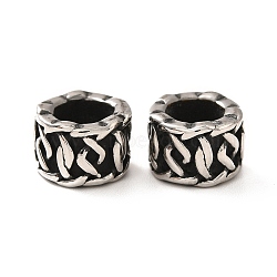 316 Surgical Stainless Steel European Beads, Large Hole Beads, Column, Antique Silver, 10.5x7mm, Hole: 6mm(STAS-A060-16AS)