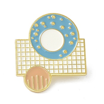 Unique Geometry Enamel Pin, Alloy Enamel Brooch for Student Girl Boys Women, Golden, Sky Blue, 23x27x10mm, Pin: 1mm