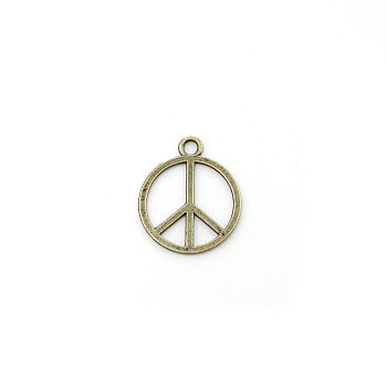 Tibetan Style Zinc Alloy Pendants, Cadmium Free & Lead Free, Peace Sign, Antique Bronze, 25x21x1mm, Hole: 2.5mm