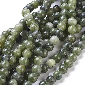 Natural Gemstone Beads, Taiwan Jade, Round, Olive, about 6mm in diameter, hole: 0.8mm, about 64pcs/strand, 16 inch