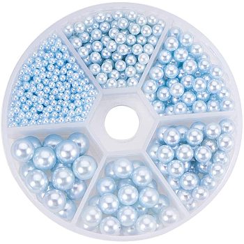 Imitation Pearl Acrylic Beads, No Hole/Undrilled, Round, Light Blue, 8x2cm