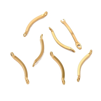Ion Plating(IP) 304 Stainless Steel Connector Charms, Curved Bar Links, Real 18K Gold Plated, 15x2x2.5mm, Hole: 1mm