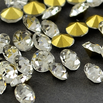 Glass Pointed Back Rhinestone, Back Plated, Diamond, Crystal, 2.7~2.8mm, about 144pcs/gross