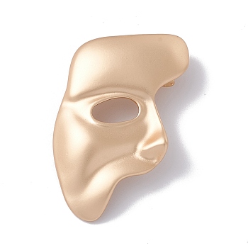 Alloy Mask Lapel Pin, Creative Badge for Backpack Clothes, Matte Gold Color, 47x33x6mm