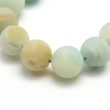 Frosted Natural Flower Amazonite Round Bead Strands(G-M064-10mm-07)-2