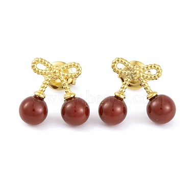 Brown Cherry 304 Stainless Steel Stud Earrings