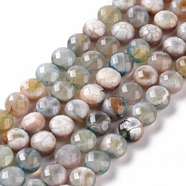 Rosy Brown Flat Round Fire Crackle Agate Beads
