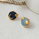 Flat Round with Moon & Star Pattern Alloy Enamel Stud Earrings(FS-WGC3916-01)-4