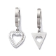 3 Pair 3 Style Crystal Rhinestone Clover & Lock & Key & Triangle & Flat Round & Heart Asymmetrical Earrings(EJEW-B020-01P)-2