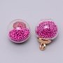 Glass Pendants, with Beads & Plastic Finding, Round, Medium Violet Red, 21.5x16mm, Hole: 2.5mm
