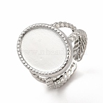 Non-Tarnish 304 Stainless Steel Open Cuff Ring Settings, Oval, Stainless Steel Color, US Size 7(17.3mm), Tray: 16x12mm(RJEW-B027-29P)