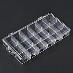 18 Grids Plastic Bead Storage Boxes, Rectangle, Clear, 21.8x11.8x2.5cm(CON-D015-01)