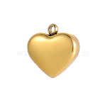 304 Stainless Steel Pendants, Heart Charms, Ion Plating(IP), Real 14K Gold Plated, 11x12mm(STAS-OY007-02G)