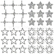 Glass Hotfix Rhinestone, Iron on Appliques, Costume Accessories, for Clothes, Bags, Pants, Star, 100x100mm, 4 sheets/set(DIY-WH0507-004)