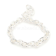 Ion Plating(IP) 304 Stainless Steel Cable Chain Bracelets, Silver, 8 inch(20.4cm)(BJEW-D030-16S)