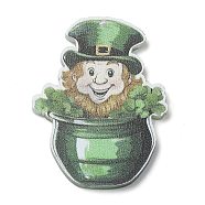 Saint Patrick's Day Opaque Printed Acrylic Pendants, Hat, 41.5x31x2mm, Hole: 1.6mm(MACR-M038-01I)
