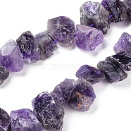 Natural Amethyst Beads Strands, Top Drilled Beads, Rough Raw Stone, Nuggets, 7~15x12~22x5~13mm, Hole: 1.2mm, about 20~21pcs/strand, 7.48 inch~7.87  inch(19~20cm)(G-I283-D04)