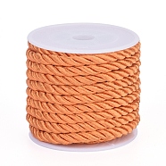 Polyester Cord, Twisted Cord, Dark Orange, 5mm, about 4.37 yards(4m)/roll(OCOR-L041-5mm-17)