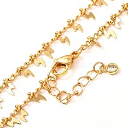 Lightning Bolt Brass Pendant Necklaces, with Curb Chains and Cubic Zirconia, Golden, 15.94 inch(40.5cm)(NJEW-JN03649-01)