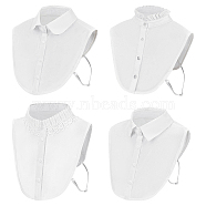 4Pcs 4 Styles Polyester Bib, Stand Collar, Detachable Blouse Collar Choker, White, 280~335x320~350x2.5~7.5mm, 1pc/style(AJEW-GA0006-60)