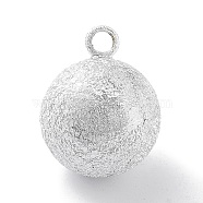 Brass Bell Pendants, Suikin Bell, Texture Round Charms, Silver, 22x17mm, Hole: 3mm(KK-NH0001-01S)