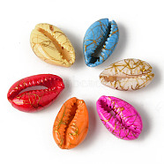 Natural Cowrie Shell Beads, No Hole/Undrilled, Dyed and Drawbench, Mixed Color, 18~22x12~14x7~8mm(X-SSHEL-N0232-08)
