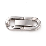 304 Stainless Steel Fold Over Clasps, for Bracelet Necklace Making, Stainless Steel Color, 21.5x8.5x3.5mm, Hole: 4x3mm(STAS-B029-05B)