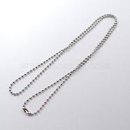 304 Stainless Steel Ball Chain Necklace Making, Stainless Steel Color, 35.4 inch(90cm), 2.4mm(IFIN-R114-2.4x900)