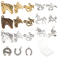 68Pcs 10 Style Tibetan Style Alloy Pendant, Horse & Horseshoe Pendant, Mixed Color, 68pcs/box(TIBE-SC0001-52)