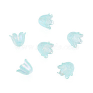 6-Petal Imitation Jelly Acrylic Bead Caps, AB Color Plated, Flower, Pale Turquoise, 11.5x10.5x8.5mm, Hole: 1.4mm, about 2100pcs/500g(JACR-T002-02F)
